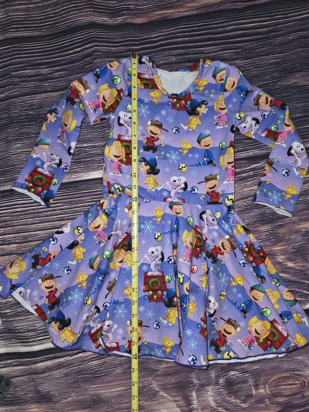 Peanuts Purple Character Long-Sleeve Twirl Dress